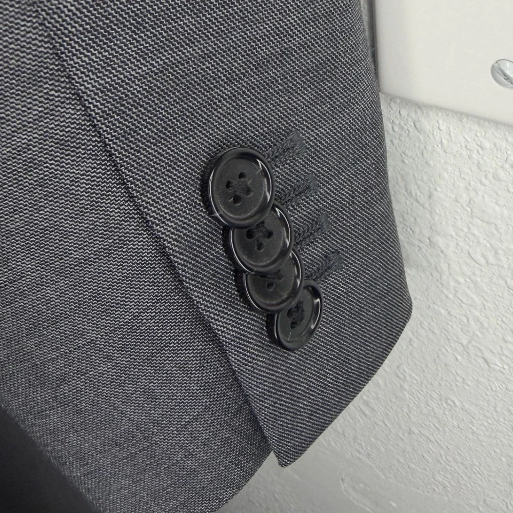 Banana Republic Mens 40R Grey Sharkskin Wool Blend Two Button Suit Jacket Blazer